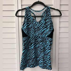 Skirt Sports Eclipse Top in Fun “Blue Zebra” Print, Size XS